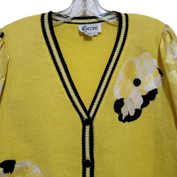 Encore Vintage Women's Yellow Multicolored Sweater Sz Large - Picture 3 of 8